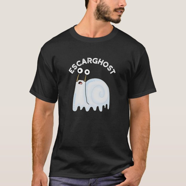 Escarghost Funny French Ghost Snail Pun Dark BG T-Shirt (Vorderseite)