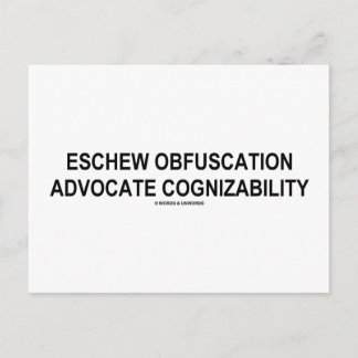 Eschew Obfuskation Advocate Erkennbarkeit Oxymoron Postkarte