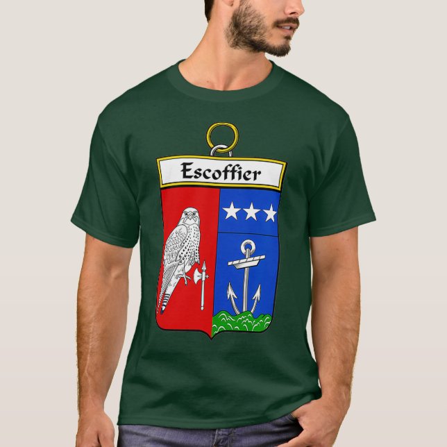 Escoffier Coat of Arms Familienwappen T-Shirt (Vorderseite)