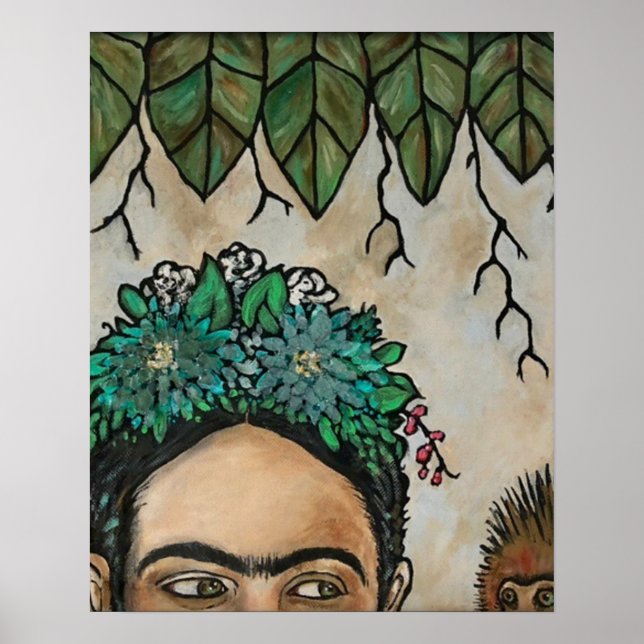 Escondida Frida Kahlo Portrait Monkey Poster (Vorne)