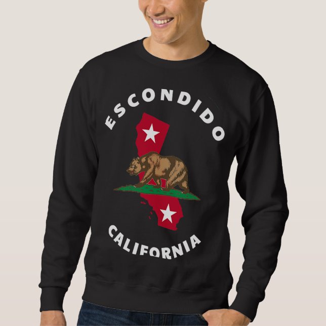 Escondido California CA Flag and Bear Badge Souven Sweatshirt (Vorderseite)