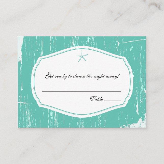 Escort/Sitzkarte Rustikale Starfish Hochzeit Platzkarte (Vorderseite)