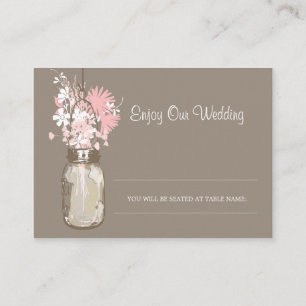 Escort Sitzkarte Wilde Blume & Mason Jar Platzkarte