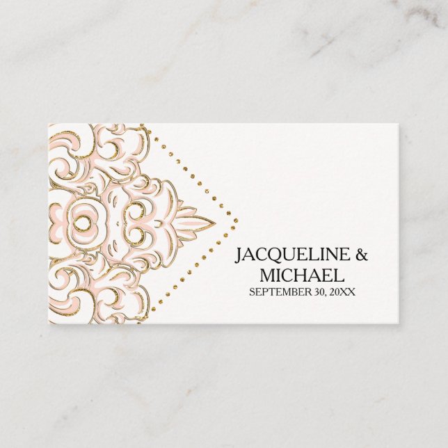 Escort Table Cards Damask Muster Gold Platzkarte (Vorderseite)