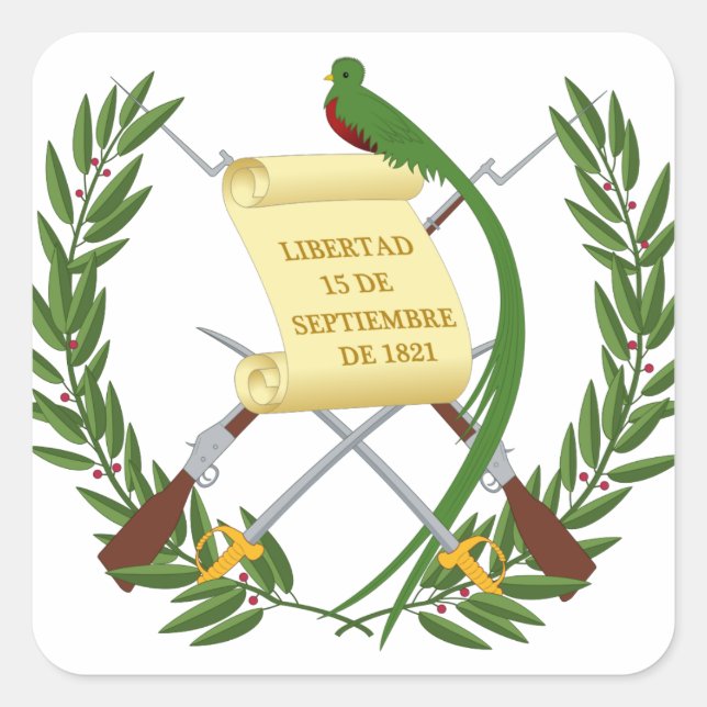 Escudo de armas de Guatemala - Wappen Quadratischer Aufkleber (Vorderseite)