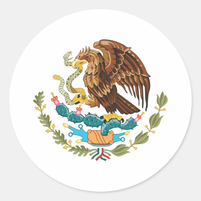 Escudo Nacional de México - Emblema Mexicano Runder Aufkleber (Vorderseite)