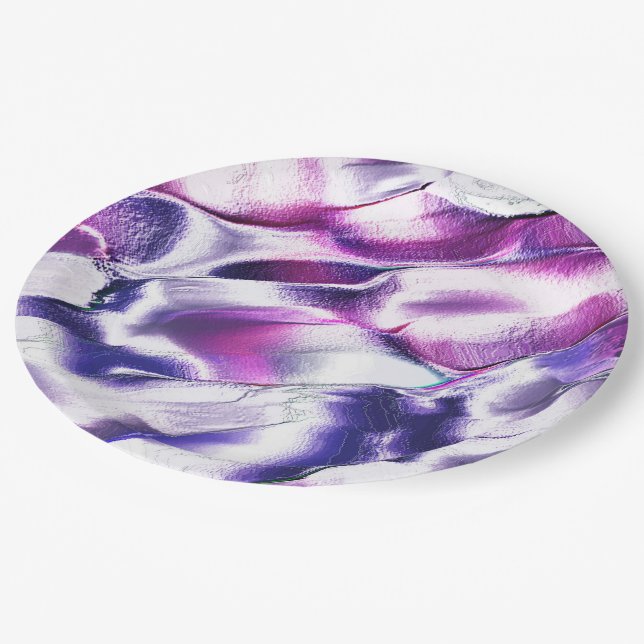 Esculpido de metal fosco, nas cores lilás e roxo pappteller (Schrägansicht)