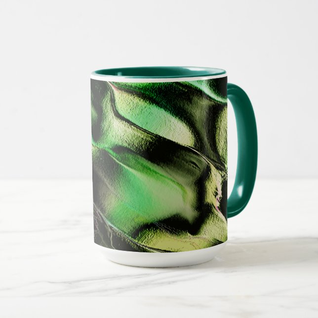 Esculpido de metal opaco, em verde e tom de creme tasse (VorderseiteRechts)