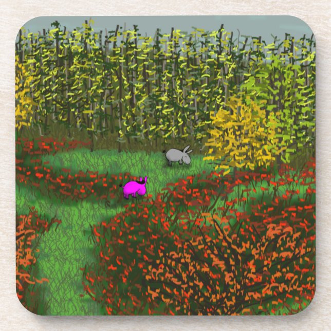 Esel auf dem Gebiet im Herbst Untersetzer (Vorderseite)