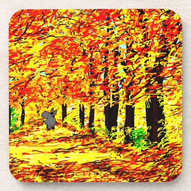 Esel, der durch Herbst-Blätter geht Untersetzer (Vorderseite)