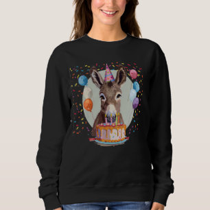 Esel-Gesicht mit Birthday Balloons und Cake Costum Sweatshirt
