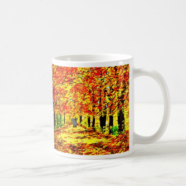 Esel im Herbst-Blätter Tasse (Rechts)