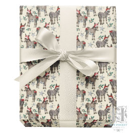 Esel in Weihnachtsmannmützen Weihnachtswrapping Pa Geschenkpapier