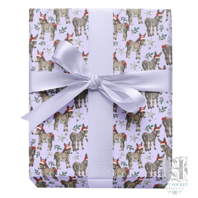 Esel in Weihnachtsmannmützen Weihnachtswrapping Pa Geschenkpapier (Von Creator hochgeladen)