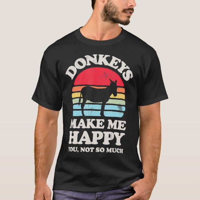 Esel machen mich glücklich Funny Donkey Retro Vint T-Shirt (Vorderseite)