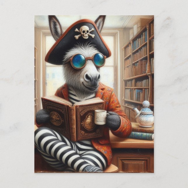 Esel mit Kaffee Postkarte (Vorderseite)
