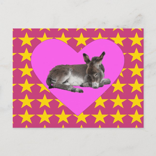 Esel mit Sternen und Herzen Postkarte (Vorderseite)