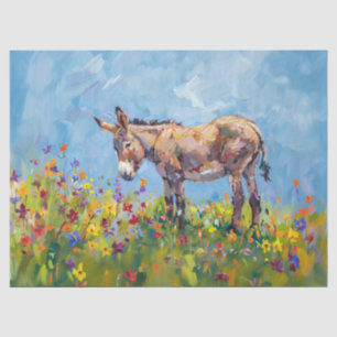 Esel mit Wildblumen Impressionist Decoupage Seidenpapier