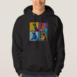 Esel Pop Illustration Farbige Tiere Frauen Männer Hoodie