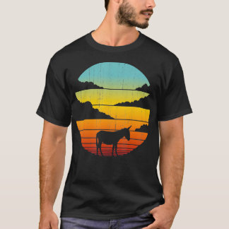 Esel Retro Vintage 60er 70er Sonnenuntergang Farm T-Shirt
