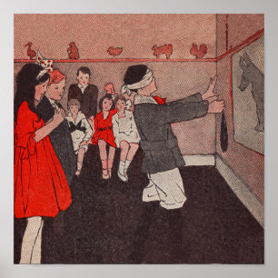 Esel Schwanz stecken Vintage Kinder Poster