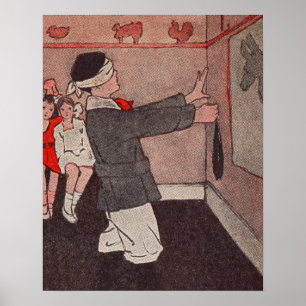 Esel Schwanz stecken Vintage Kinder Poster