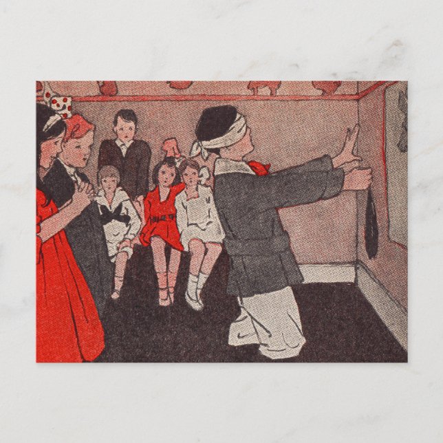 Esel Schwanz stecken Vintage Kinder Postkarte (Vorderseite)