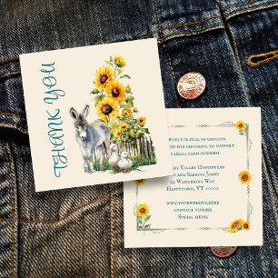 Esel Sonnenblumen Kleinunternehmer Danke Quadratische Visitenkarte