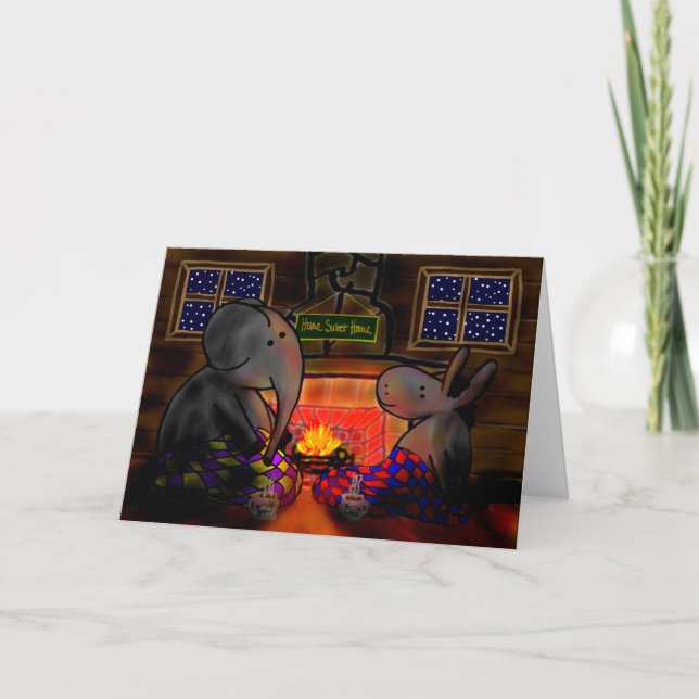 Esel und Elefant durch Feuer Karte (Vorderseite)