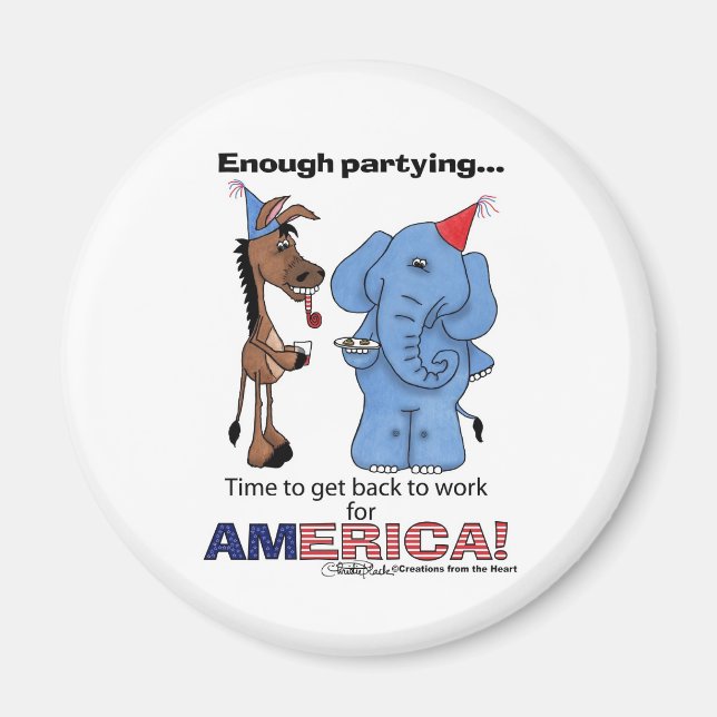 Esel und Elefant genug Partying! Magnet (Vorne)