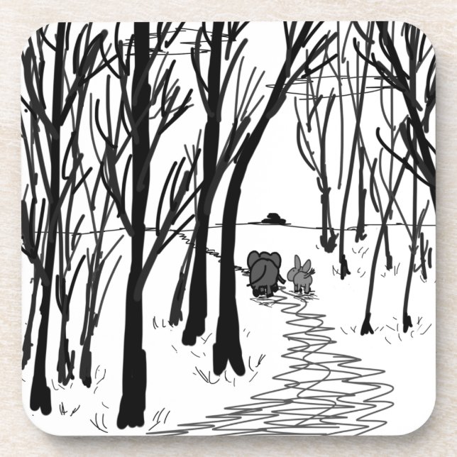 Esel- und Elefantweg durch Bäume Untersetzer (Vorderseite)