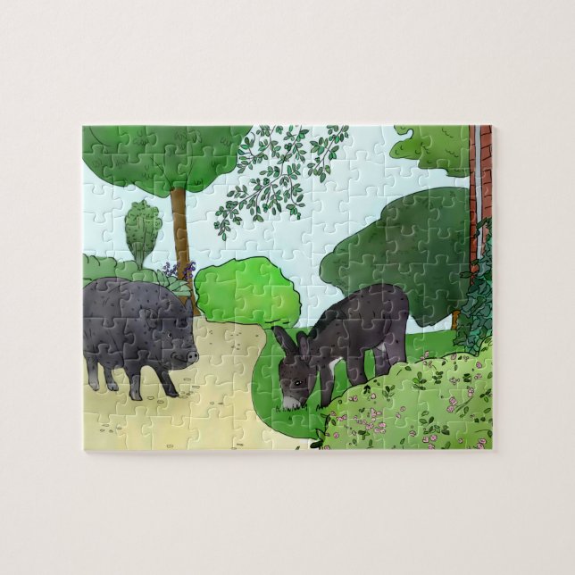Esel und Schweinchen Puzzle (Horizontal)