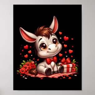 Esel Valentinstag Herzen Bauernhof Tier Poster