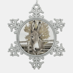 Esel-Verzierung Schneeflocken Zinn-Ornament