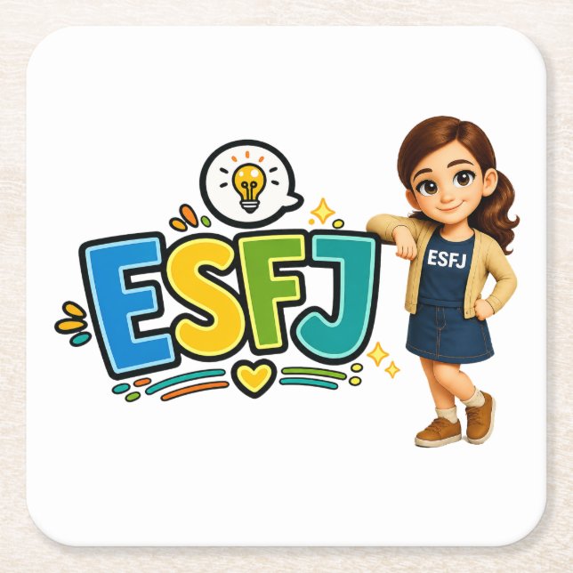 ESFJ — A Construtora de Conexões Rechteckiger Pappuntersetzer (Vorderseite)