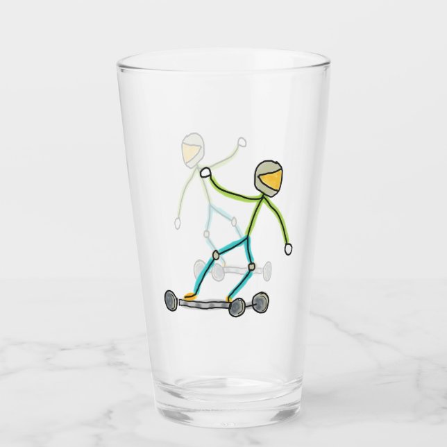 Esk8 Stickman Glas (Vorderseite)