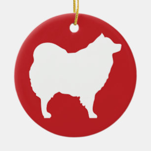 Eskie auf roter Verzierung Keramik Ornament