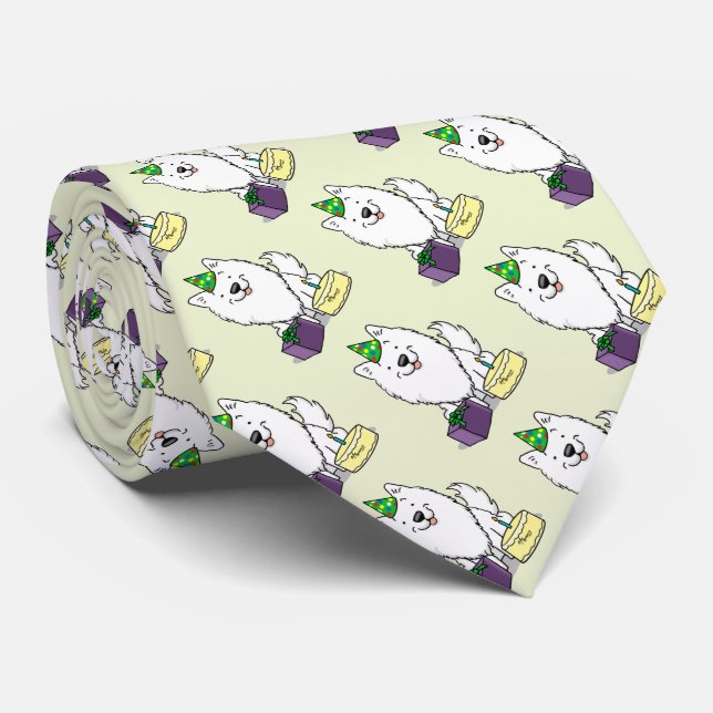 Eskie Happy Birthday Party American Eskimo Dog Krawatte (Gerollt)