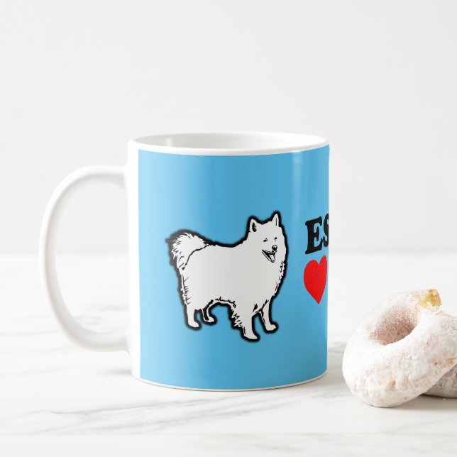 Eskies sind Liebe Bandits American Eskimo Dog Kaffeetasse (Mit Donut)