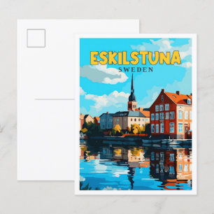 Eskilstuna Schweden Vintage Reise Illustration Postkarte