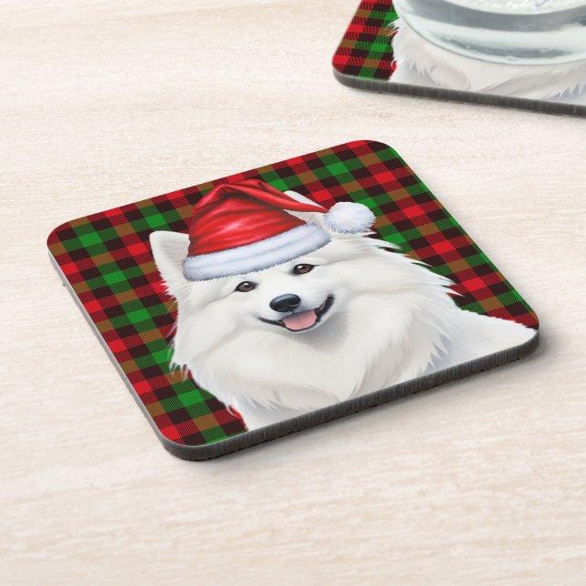 Eskimo Dog Kariert Holiday Getränkeuntersetzer (Linke Seite)