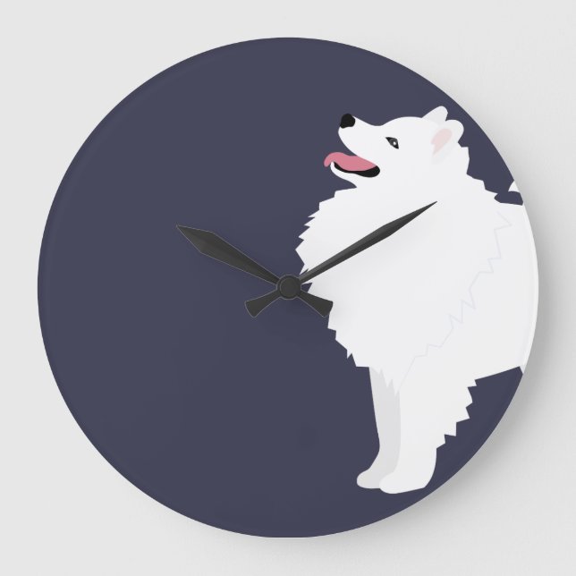 Eskimo Dog Rasse Silhouette Große Wanduhr (Vorderseite)