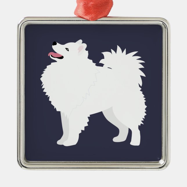 Eskimo Dog Rasse Silhouette Ornament Aus Metall (Vorne)
