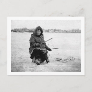 Eskimo Eisfischerei in Nome, Alaska Fotografie Postkarte