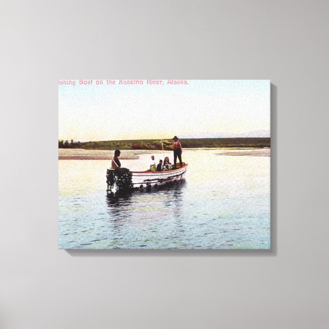 Eskimo Fischerboot auf dem Fluss Leinwanddruck (Vorderseite)