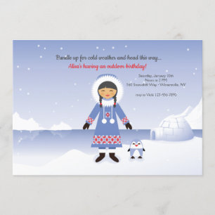 Eskimo Girl Geburtstagsparty Einladung