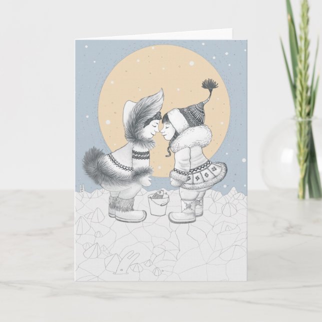 Eskimo kiss feiertagskarte (Vorderseite)