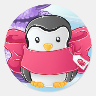 Eskimo Pinguin-Geschenk Runder Aufkleber