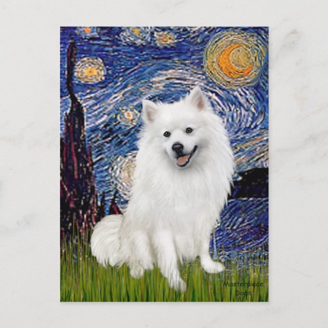 Eskimo Spitz 1 - Sternennacht (Vert) Postkarte (Vorderseite)