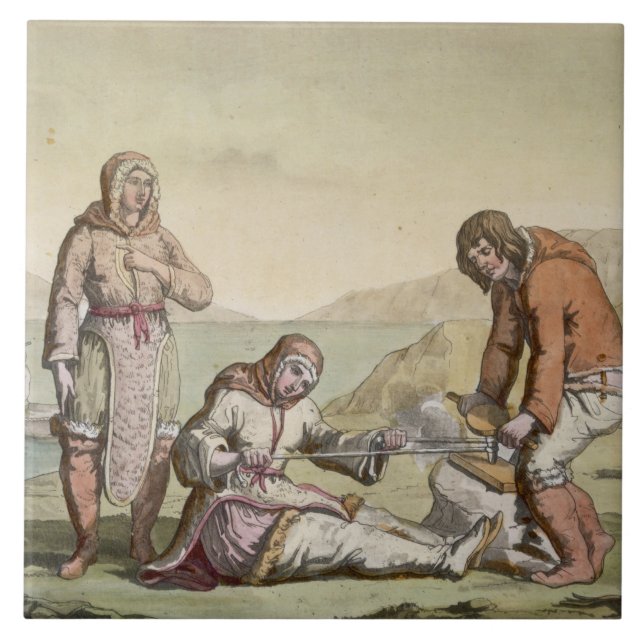 Eskimos, 1817 (Farbstich) Fliese (Vorderseite)